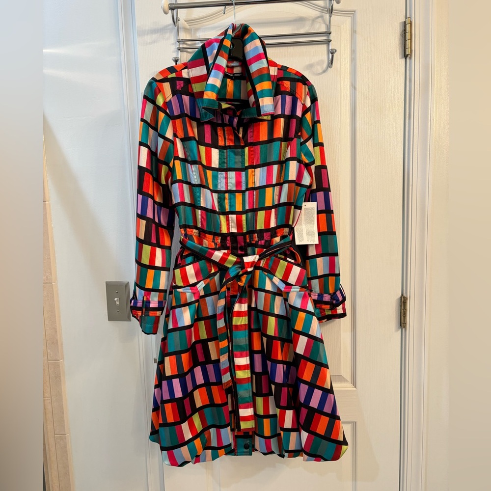 NWT Samuel Dong Colorful Geometric Patterned Coat